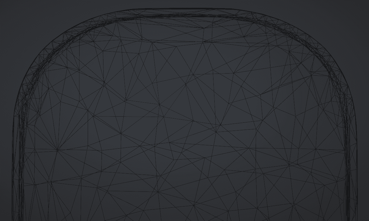Zoomed-in view of AI-generated 3D model's wireframe